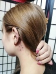 耳裏タトゥー　cute fine line flower Japanese tattoo