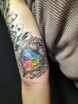 ガールズタトゥー　キラキラタトゥー　人気タトゥー　ハートタトゥー　colorstattoo cute tattoo 