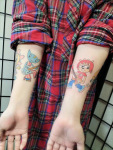 かわいいタトゥー　ガールズタトゥー　イラストタトゥー　カラータトゥー　color tattoo cute tattoo