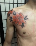 牡丹の花　和彫り