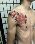 花和彫り　花刺青　牡丹